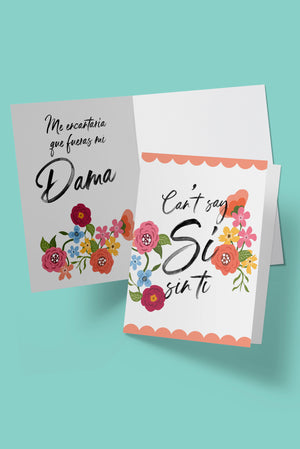 Spanglish Bridesmaid Floral Proposal Cards