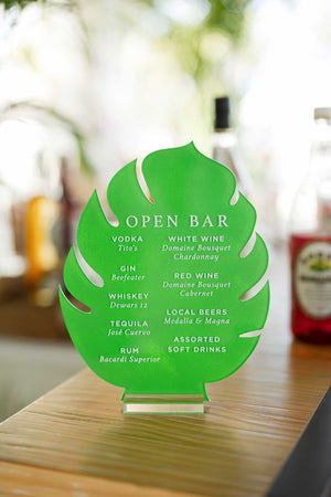 Monstera Leaf Acrylic Bar Sign