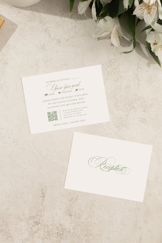 Wedding RSVP Card featuring an illustration of La Casa Toscana venue on the wedding invitation card, inspired by the Tuscan countryside and its rustic charm.