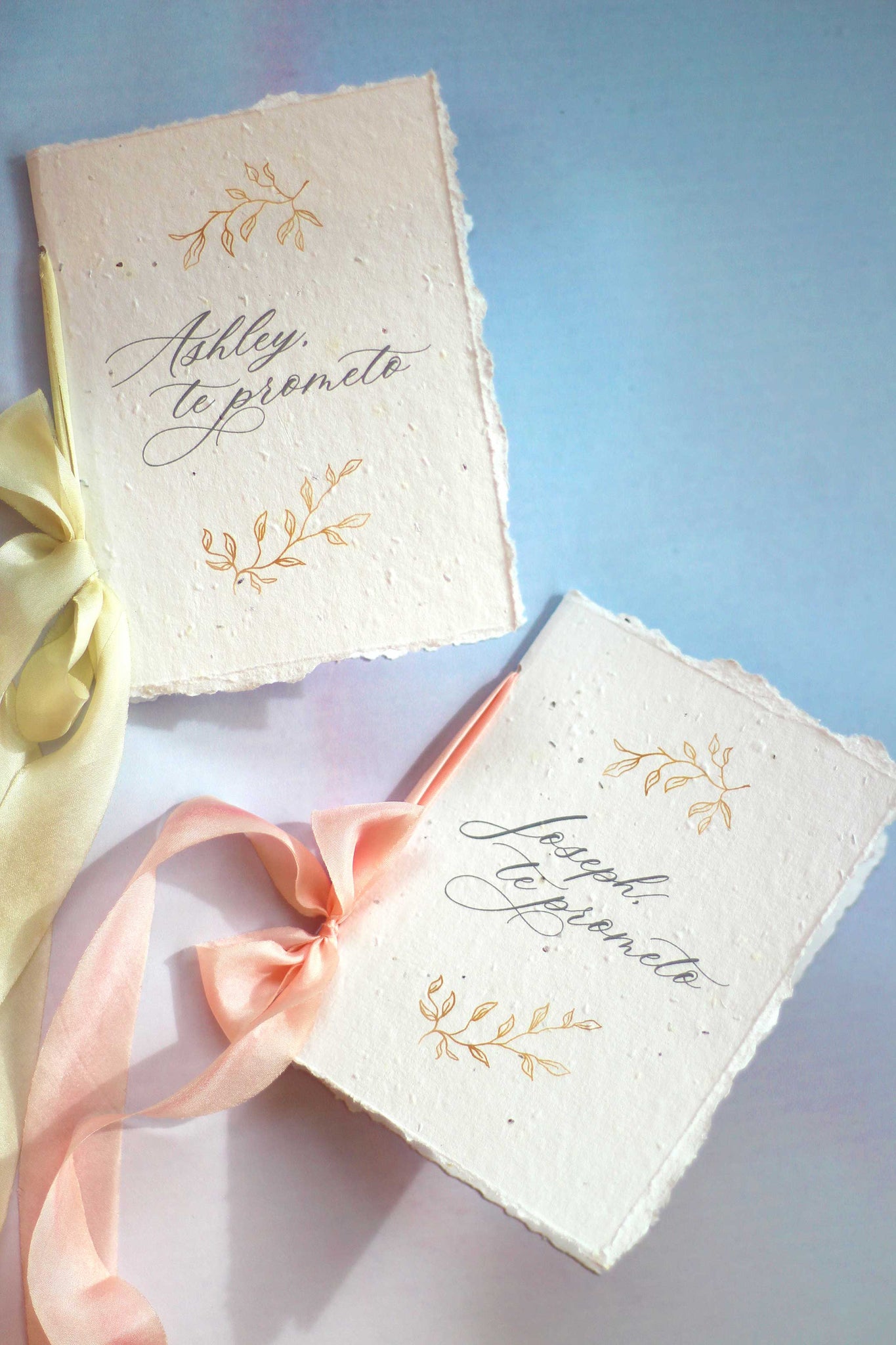 Vow Books - Handmade Seed Paper and Silk Ribbons